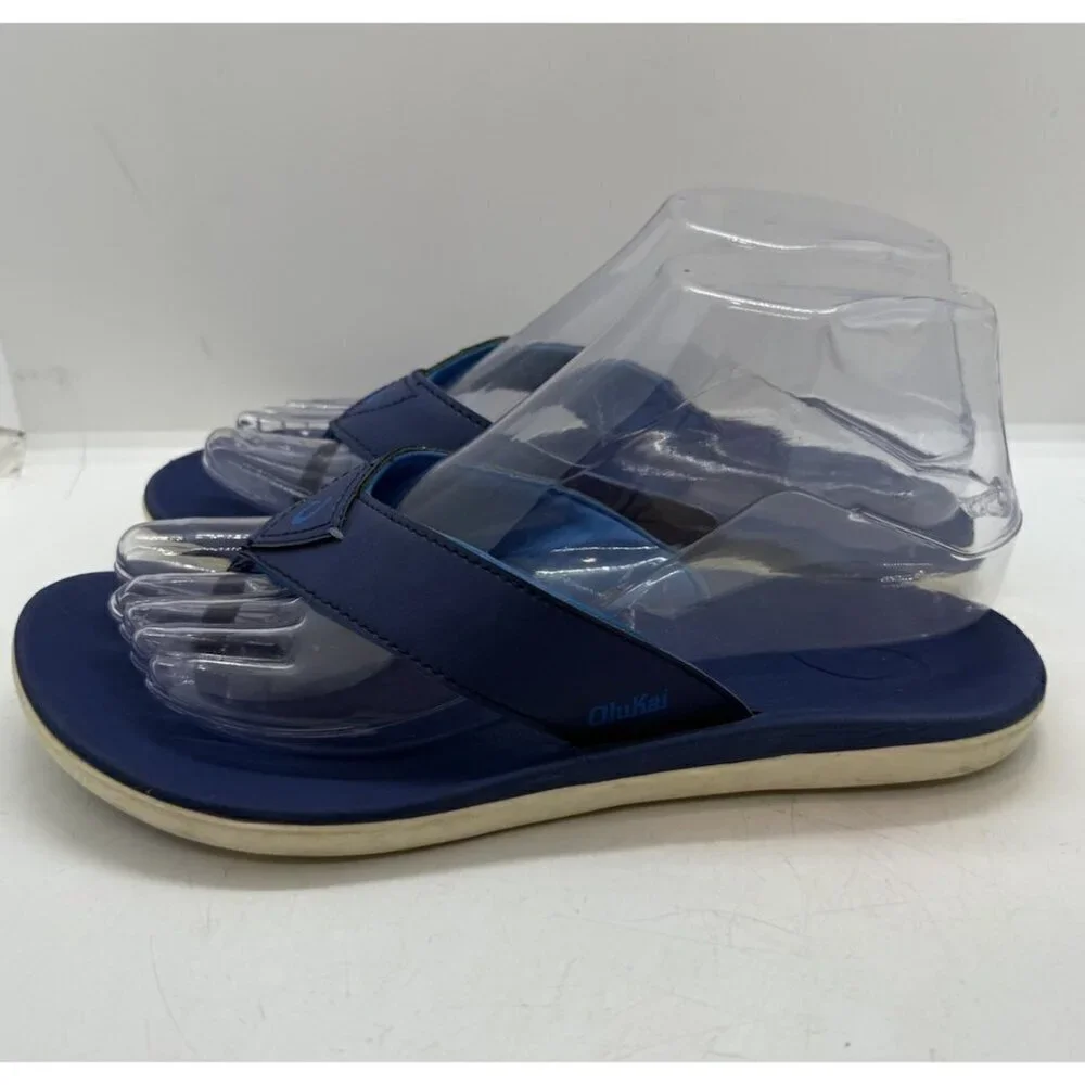 Olukai Niau Boys Blue Flip Flop Thong Sandals US Sz B 5 EUR 37 30144-5454 Shoes
